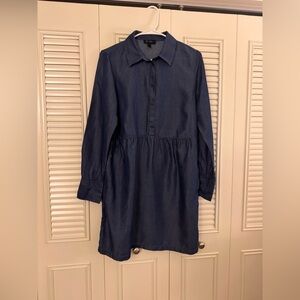 Women Jessica Simpson Soft Denim Dress Long Sleeves Collar & Pockets Small Size